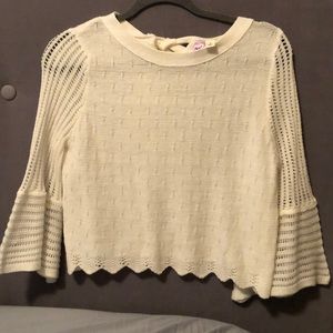 alya cream crop sweater with tie back size S